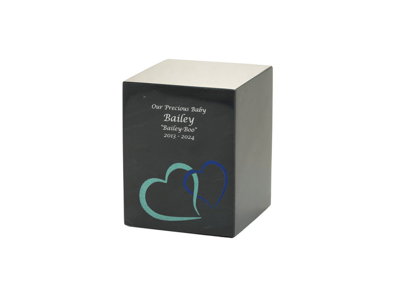 Monumental Memorials Hearts Blue Black Medium