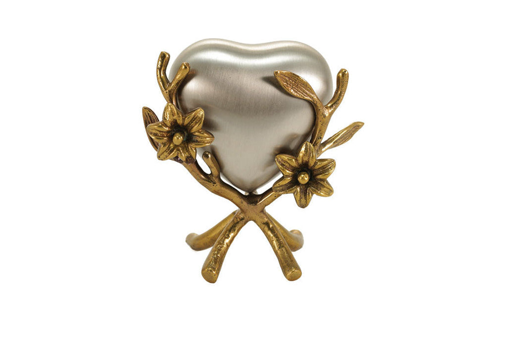 Windsong Lily Heart Stand Bronze with Pewter Heart