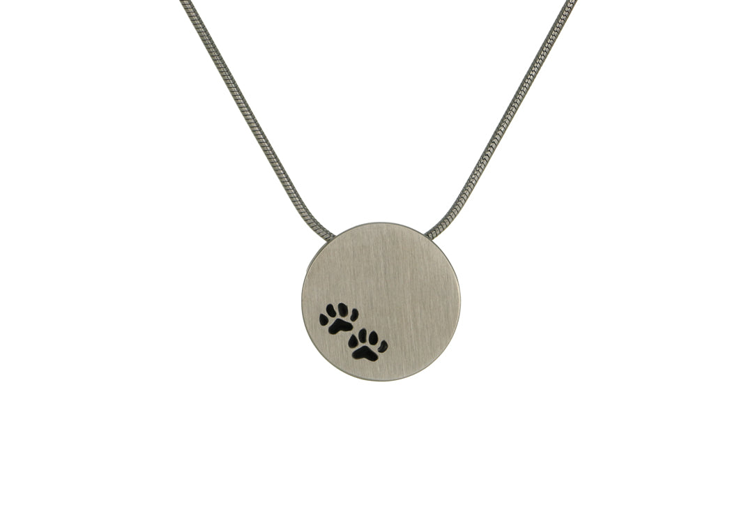 Pewter Round Pendant with Paws
