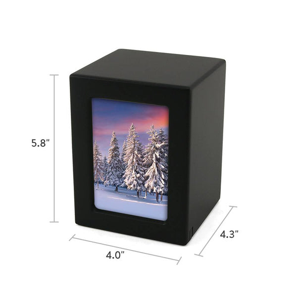 Photo Urn Black, Extra Small Urn – Magnolia Memorial Marketplace
